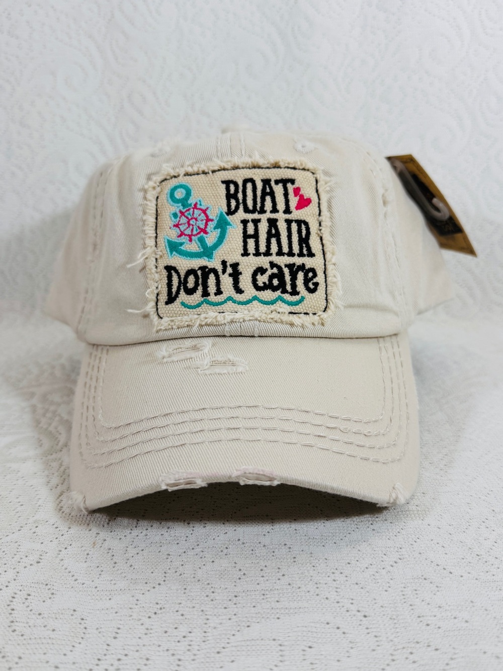 Boat Hair Don't Care Embroidered Beige Women’s Baseball Cap